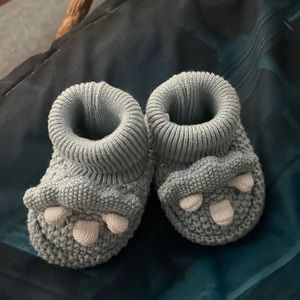 Baby blue baby booties